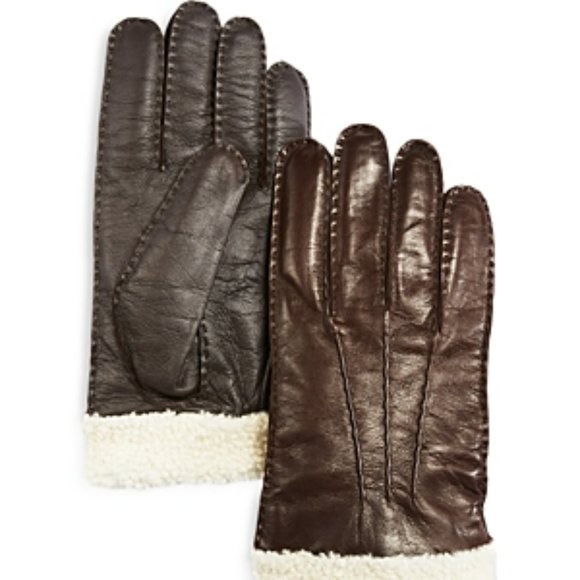 Bloomingdale's Mens Shearling Cuff Tech Gloves - Picture 1 of 13